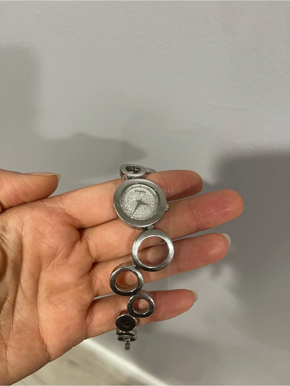 Fossil Silver Crystal Accent Bracelet Watch